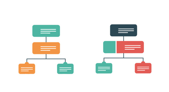 Dynamic Organizational Chart Concept Visualizing Business Hierarchy and Workflow Structure for Strategic Planning and Process Management Illustration