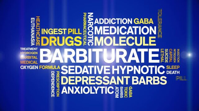 Barbiturate animated word cloud-text design animation tag kinetic typography seamless loop.