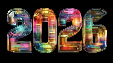 2026 colorful text new year banner design web 2026