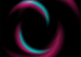 Blue and purple shiny smooth linear circles abstract glowing background. Futuristic concept vector design