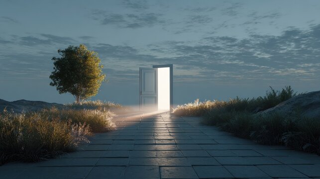 a bright pathway with an open door to education for the future2026