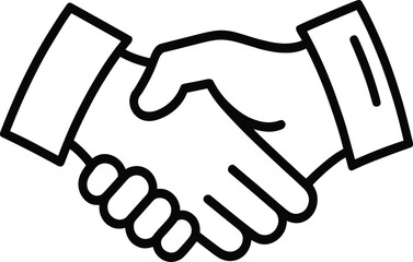Handshake icon, agreement symbol, business partnership graphic, black silhouette illustration, cooperation gesture, mutual understanding design element