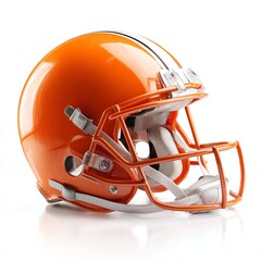 Fototapeta premium A vibrant orange football helmet showcasing modern design and safety features.