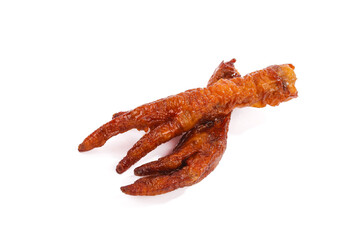 Glazed Chicken Feet with Soy Sauce Asian Delicacy Food on White Background