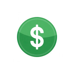 Obraz premium Green Circle with transparent background White Dollar Sign Icon on Black Background