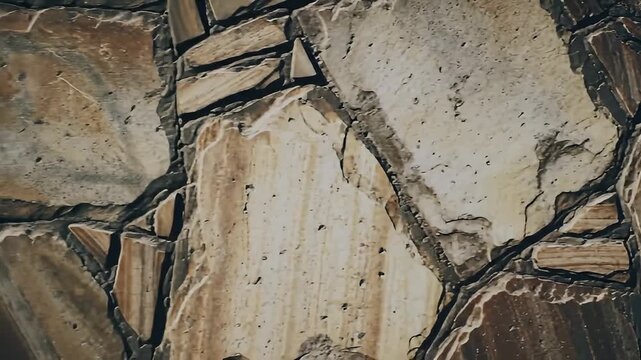 Detailed Stone Wall Texture with Various Tones of Brown and Beige Stones