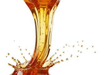 Golden honey stream in motion, dripping and splashing liquid sweetness, a delightful honey flow for your mouthwatering food and beverage concepts