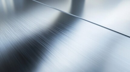 Polished steel surface reflecting light a sleek modern design The smooth metallic texture and sharp edges create a futuristic look with soft lighting highlighting the reflective qualities of the metal