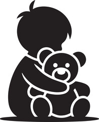 Cute brown teddy bear cartoon illustration with a heart and bow, perfect vector art for baby and Valentine's day gift design