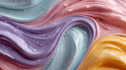 Colorful paint swirls, isolated on transparent background