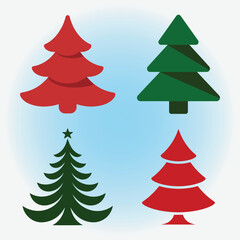 A set of colorful Christmas tree vector art and illustration