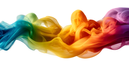 Rainbow silk wave, isolated on transparent background