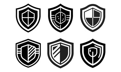 Monochrome Shield Badges for Security and Protection Concepts