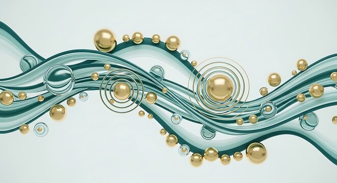 Elegant abstract composition featuring spheres and sinuous lines aesthetic