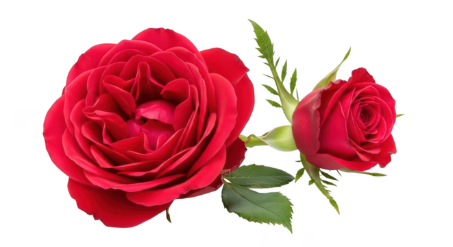 Elegant Red Rose And Bud Isolated On Black Background