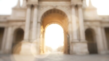 Naklejka premium Blurred archway at sunset