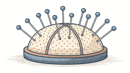 Charming pincushion brimming with pins, a delightful sewing notion representing creativity, crafting, and the joy of handmade treasures for seamstresses