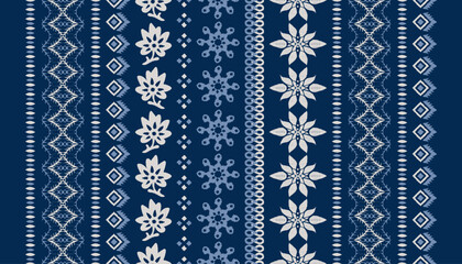 Motifs Ikat floral paisley embroidery.ikat ethnic oriental pattern traditional.Ikat embroidery style abstract Saree Sarong. Design for texture, fabric, clothing, wrapping, decoration