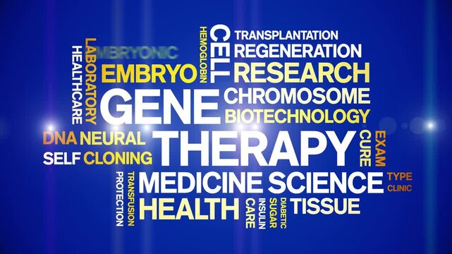 Gene Therapy animated word cloud-text design animation tag kinetic typography seamless loop.