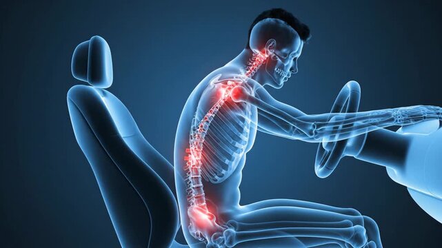 Illustrative Sequence Showing Human Spine and Back Pain Impact during Daily