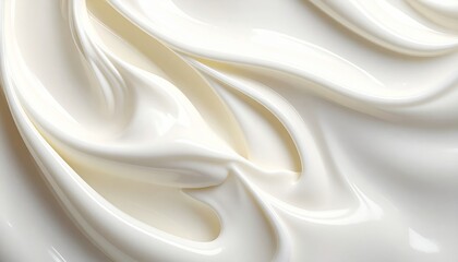 Obraz premium Creamy chocolate milk liquid swirls in a white abstract wave pattern