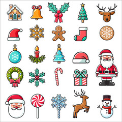 Christmas Icon Set Vector Art Illustration for Festive Holiday Decorations, Gifts, Winter Elements, and Seasonal Graphic Designs