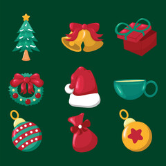 Christmas Icon Set Vector Art Illustration for Festive Holiday Decorations, Gifts, Winter Elements, and Seasonal Graphic Designs