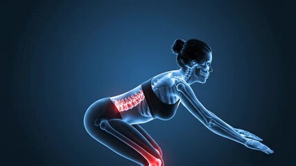 Dynamic Sequence of a Woman Performing Stretching Exercises Highlighting