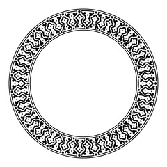 Gold round classic frame with arabesques, floral pattern. Round, border, Ancient Greece, Eastern Roman Empire frame. Decoration of the Russian Orthodox Church. Template for laser cutting or engraving