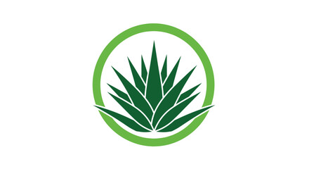Stylized green agave plant graphic within a circular border on a white background.