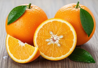 Fresh ripe oranges citrus fruit healthy food beverage ingredient whole sliced close up