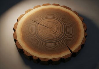 Close up view of a textured tree stump with natural wood grain and rustic bark detail
