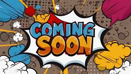 Coming Soon Comic Book Style Announcement Illustration.