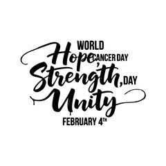 Obraz premium World cancer day typography: hope, strength, unity