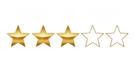 Three golden stars and two outlined stars showing good rating