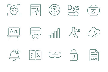Fototapeta premium Teal gradient UI icon set with accessibility and tech symbols
