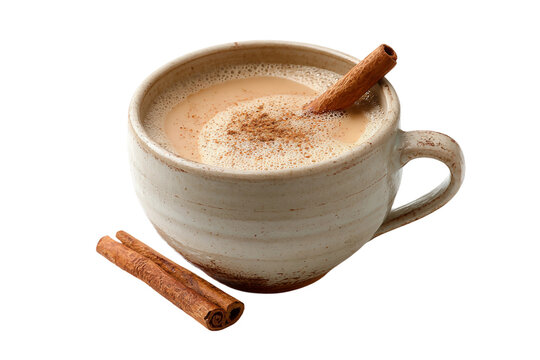 Frothy chai latte isolated on transparent background