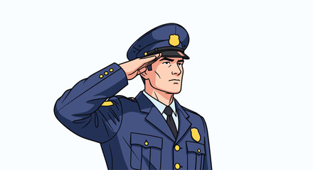 Proud police officer saluting with respect and honor in uniform, ideal for law enforcement campaigns and public service announcements