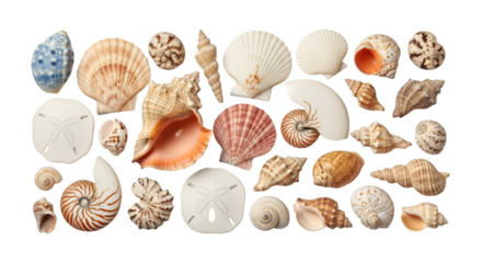 Collection of Seashells Isolated on White