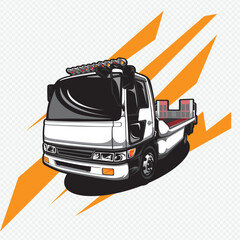 Tow Truck Design: A dynamic illustration showcases a tow truck, ready to serve, with a stylized aesthetic, conveying strength and efficiency.