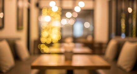 Warm Yellow Bokeh Lights Soft Seating Cozy Indoor Space image