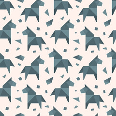 Origami Geometric Horse Pattern Vector Illustration Seamless. Triangular shapes create a modern design perfect for backgrounds or textiles.