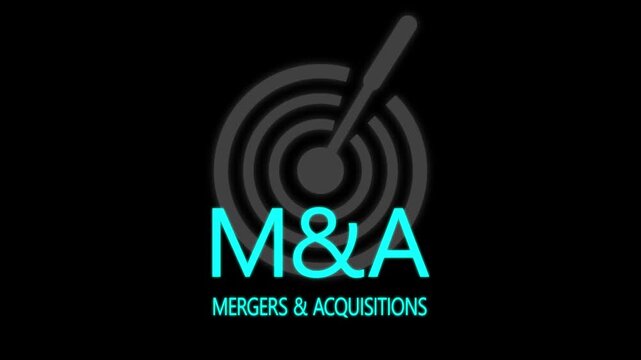 Mergers and acquisitions business idea on the black background. Enhance the company's growth and stability. Motion graphics of acquisitions concept. 4k video.