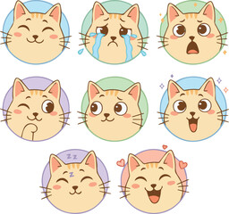 Fototapeta premium Cute Cat Expressions Set