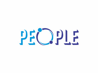 blue letter PEOPLE logo design concept
