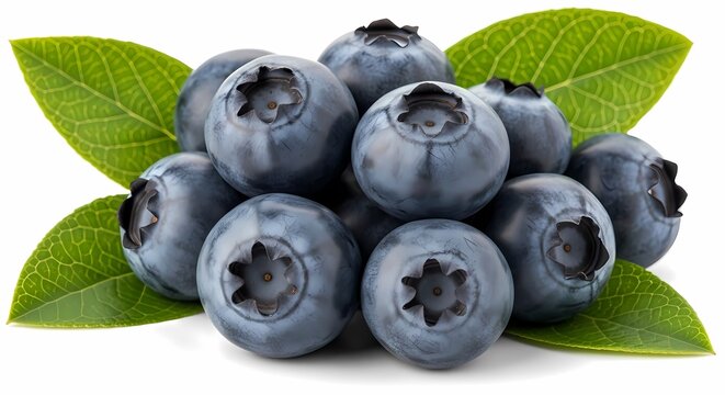 Fresh blueberries with leaves isolated - Powered by Adobe