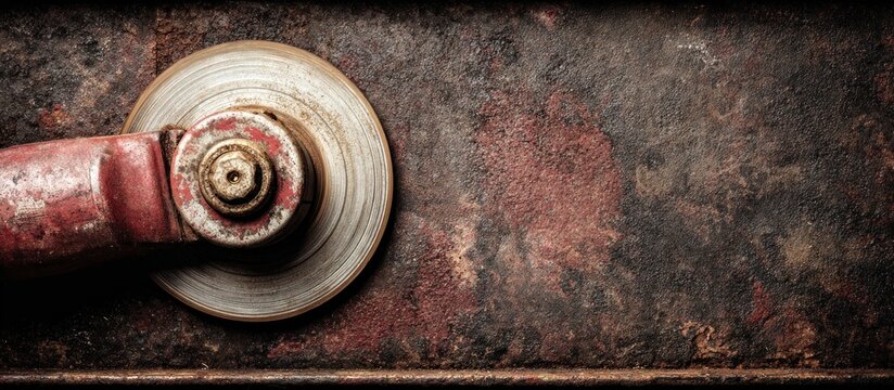 Close-up of an angle grinder on a rusty metal surface. - Powered by Adobe