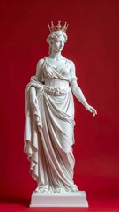Obraz premium Greek Female Statue Wearing Queen’s Outfit and Crown