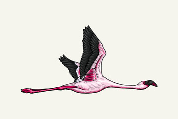 illustration of a flying flamingo