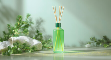 Pine Mist Frosted Reed Diffuser Bottle with Gradient Tone